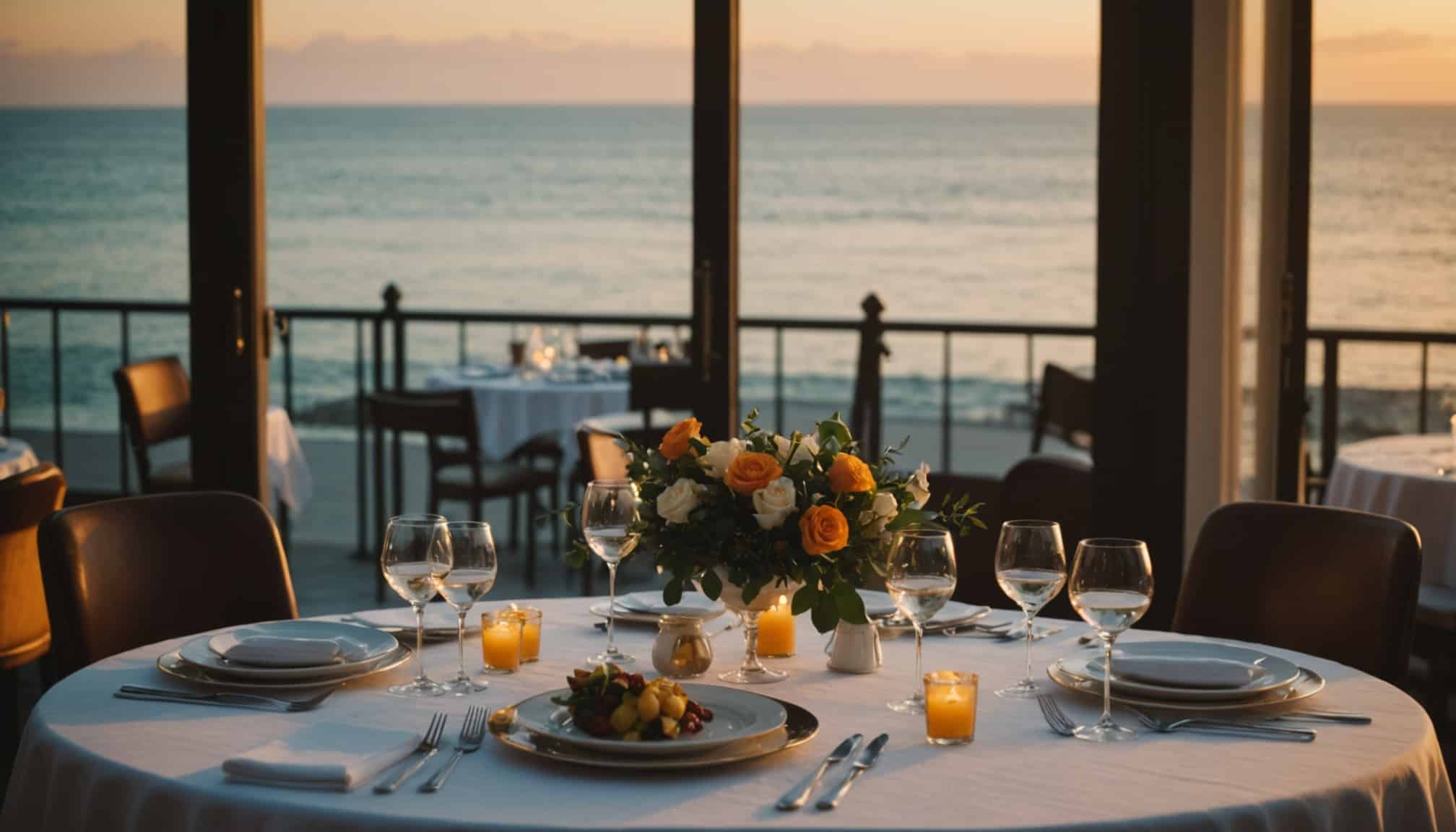 Dîner aux chandelles dans un restaurant seychellois  
Couple savourant un repas romantique aux Seychelles