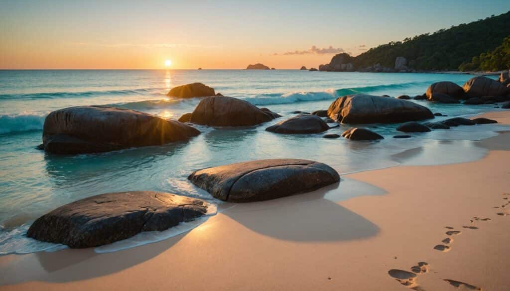 Mariage romantique sur la plage d'Anse Lazio