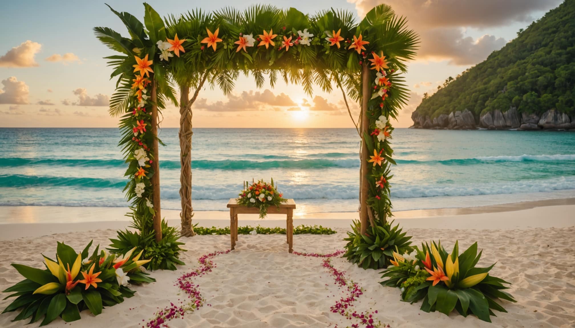 Plage idyllique pour célébrer un mariage aux Seychelles  
Élégant cadre tropical pour un mariage inoubliable