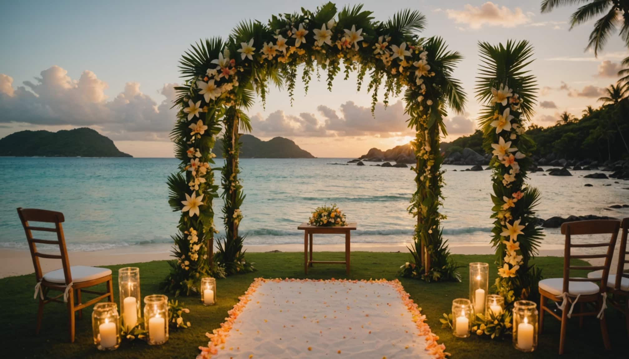 Planificateur de mariage sur une plage paradisiaque  
Expert local organisant un mariage sous le soleil