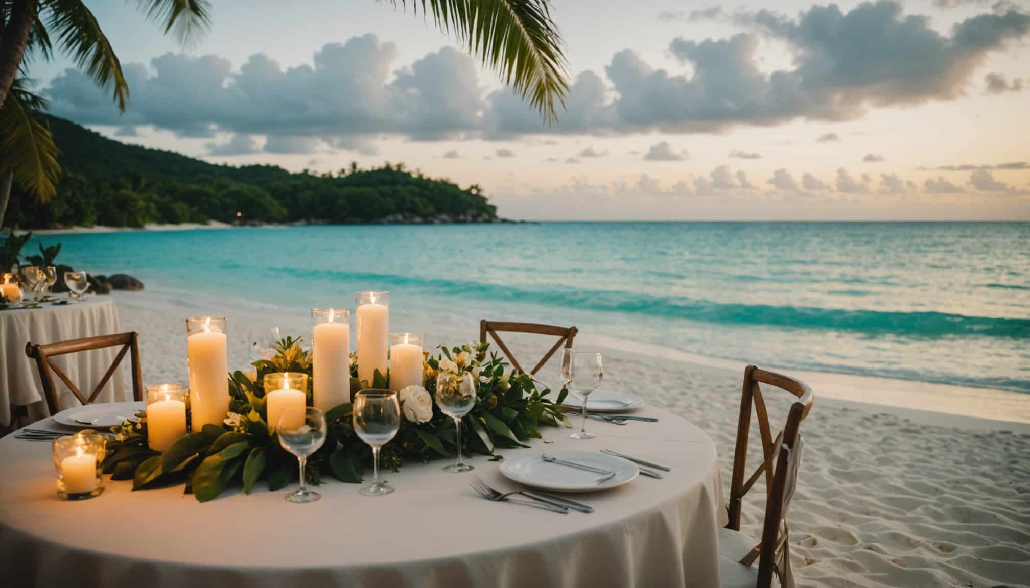 Dîner romantique en bord de mer aux Seychelles