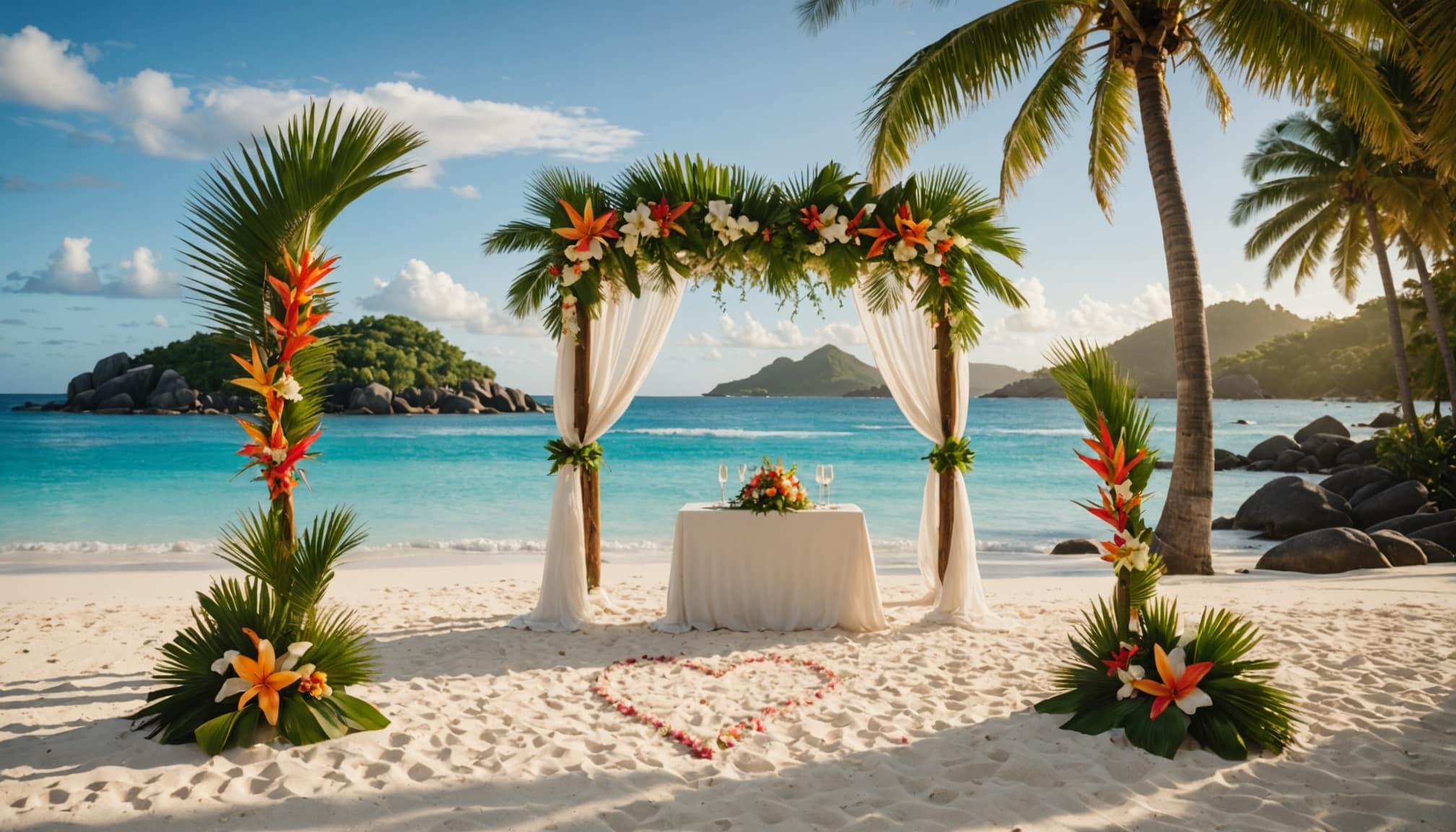 Planificateur de mariage sur une plage paradisiaque